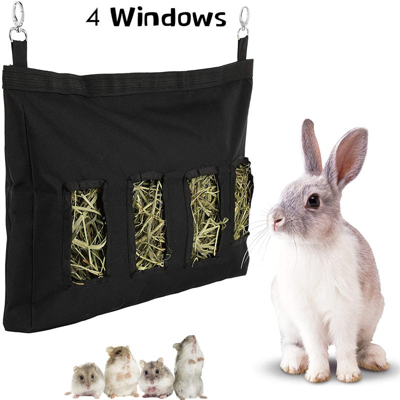 Blue rabbit hay feeder bag for rabbits and small pets