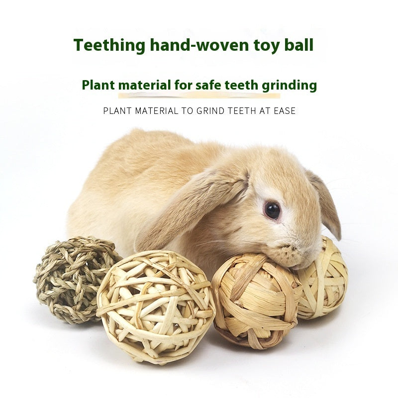 Handwoven bunny chew ball for enrichment and play