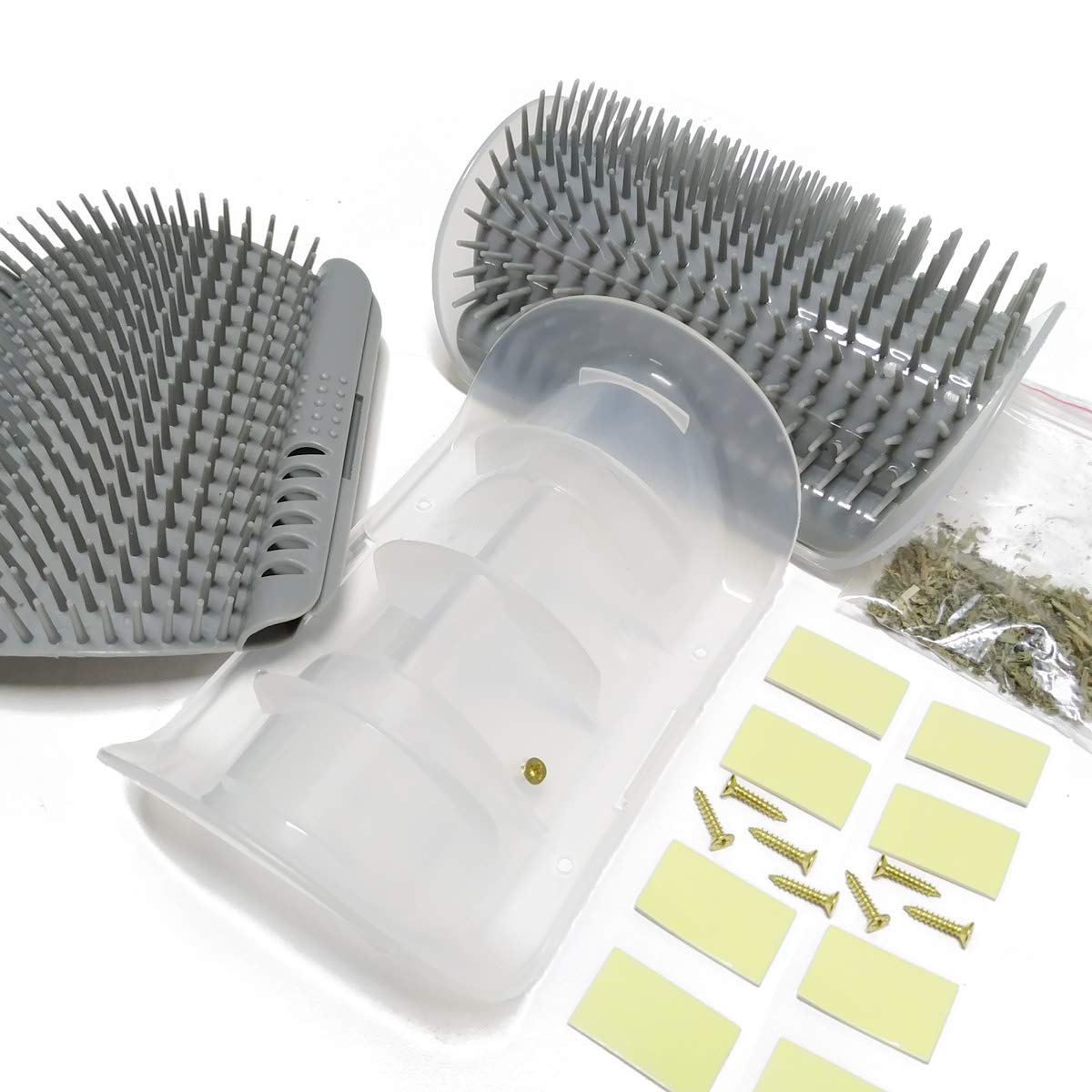 Cat enjoying the PawGroom™ self-grooming corner brush
