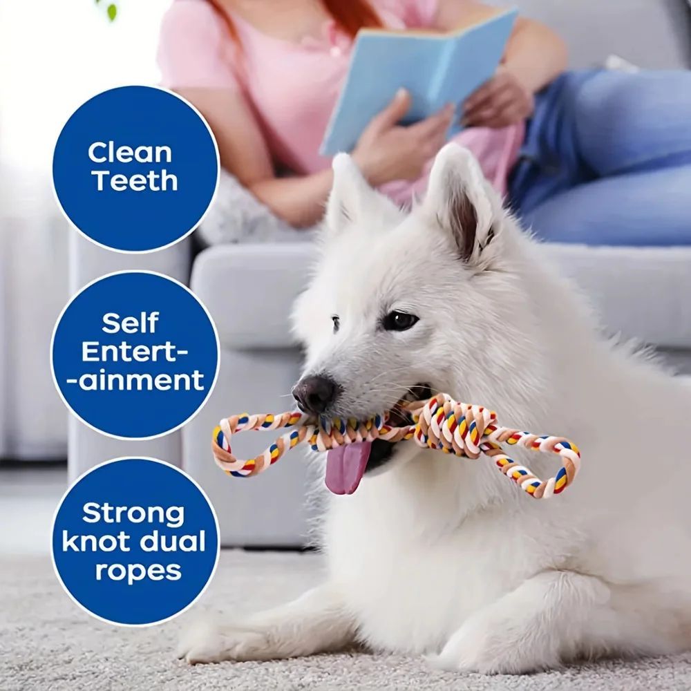 Durable rope knot toy for pet teeth grinding and cleaning