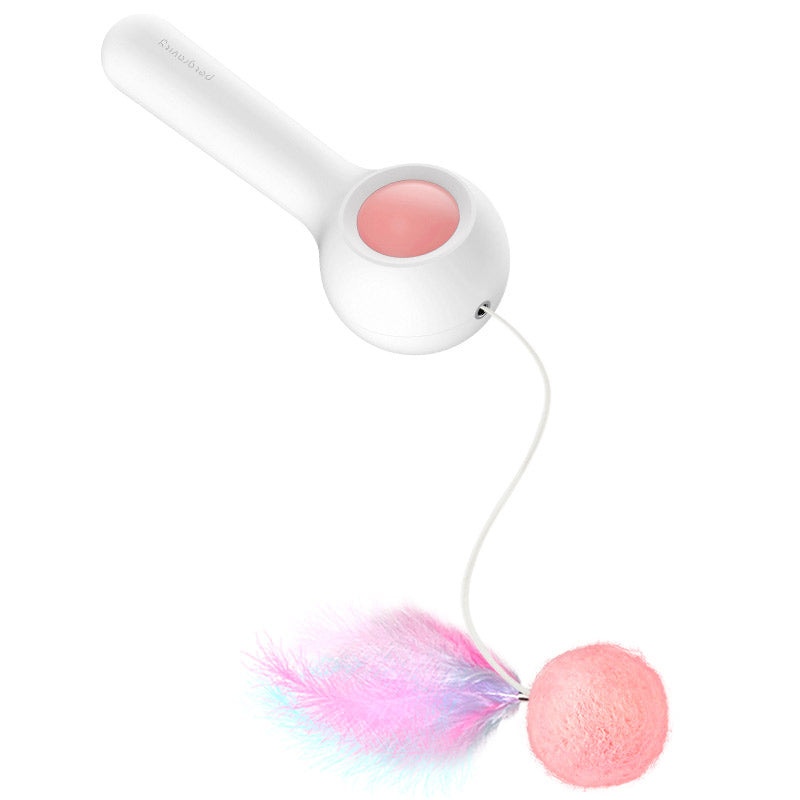 Full-length PawBounce™ Interactive Feather Cat Wand Toy with 1.5 m play line