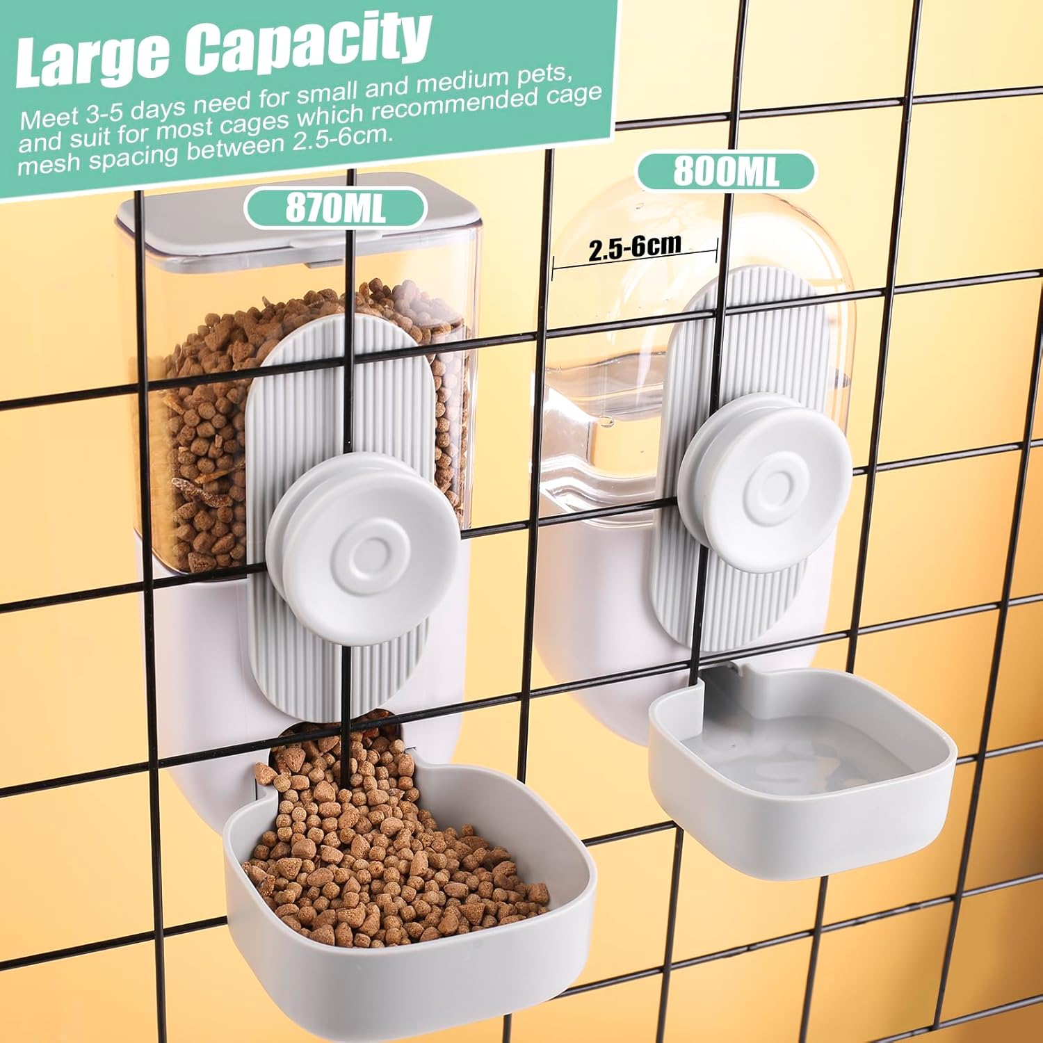 Square PawFeast™ automatic food and water dispenser for rabbits, guinea pigs, and small pets.