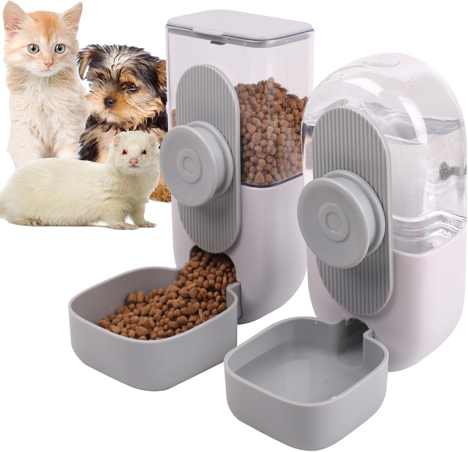 PawFeast™ Hanging Pet Food & Water Dispenser with automatic gravity feeder and water dispenser for rabbits, cats, and small pets.