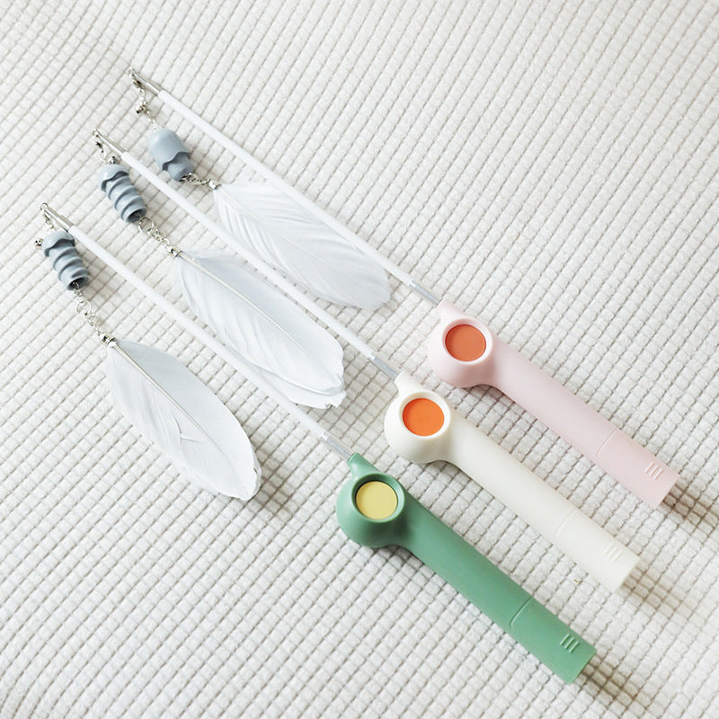 Interactive play session using the PawFlutter™ feather cat wand toy.