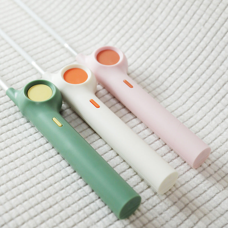 Green PawFlutter™ interactive feather cat wand for active cats.