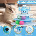 PawPlay 4-Level Interactive Cat Puzzle Tower in blue with rolling balls and teaser toys