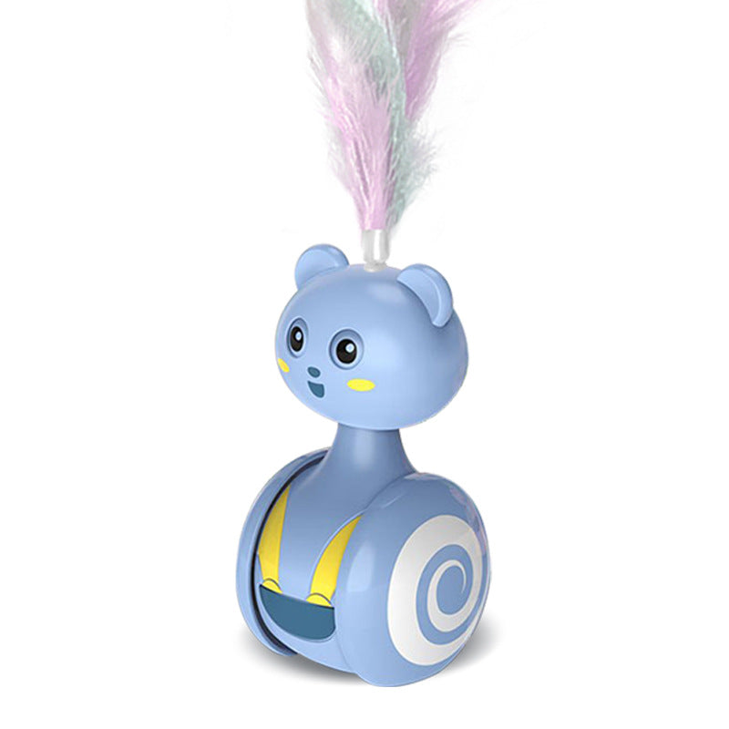 Blue PawPlay™ Interactive Tumbler Cat Toy with Feather
