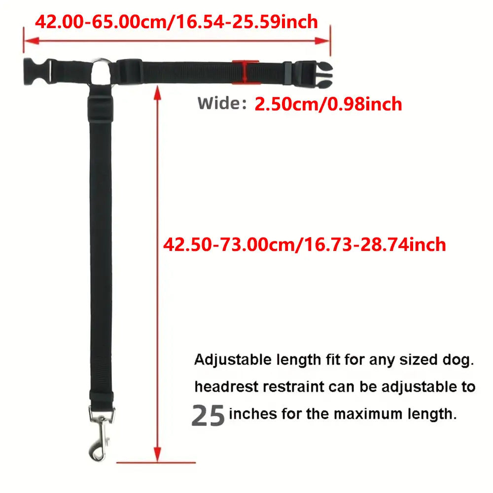 Adjustable PawRide™ pet car safety seat belt securely installed in a vehicle