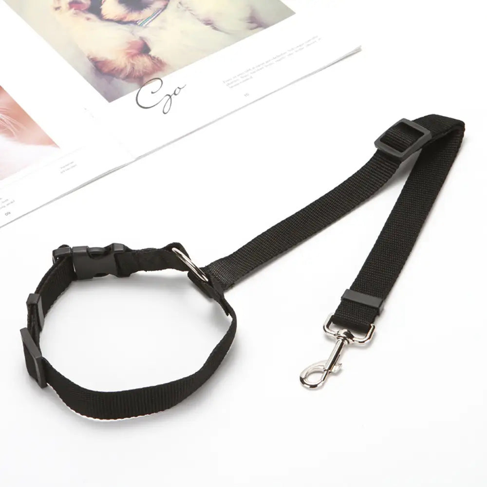 PawRide™ pet car seat belt harness attachment with adjustable nylon strap