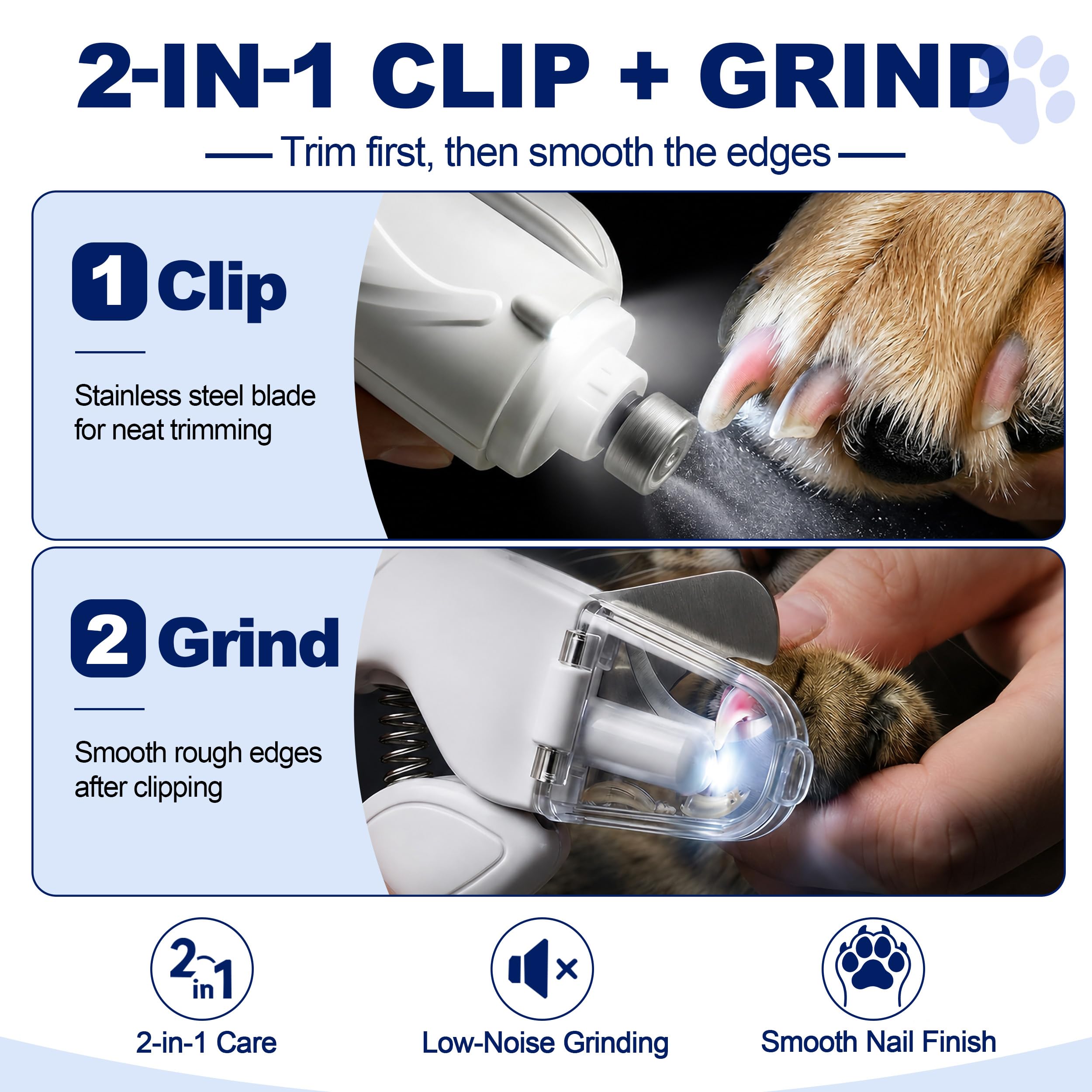 Grooming a dog's nails using the PawTrim™ Pro electric nail grinder
