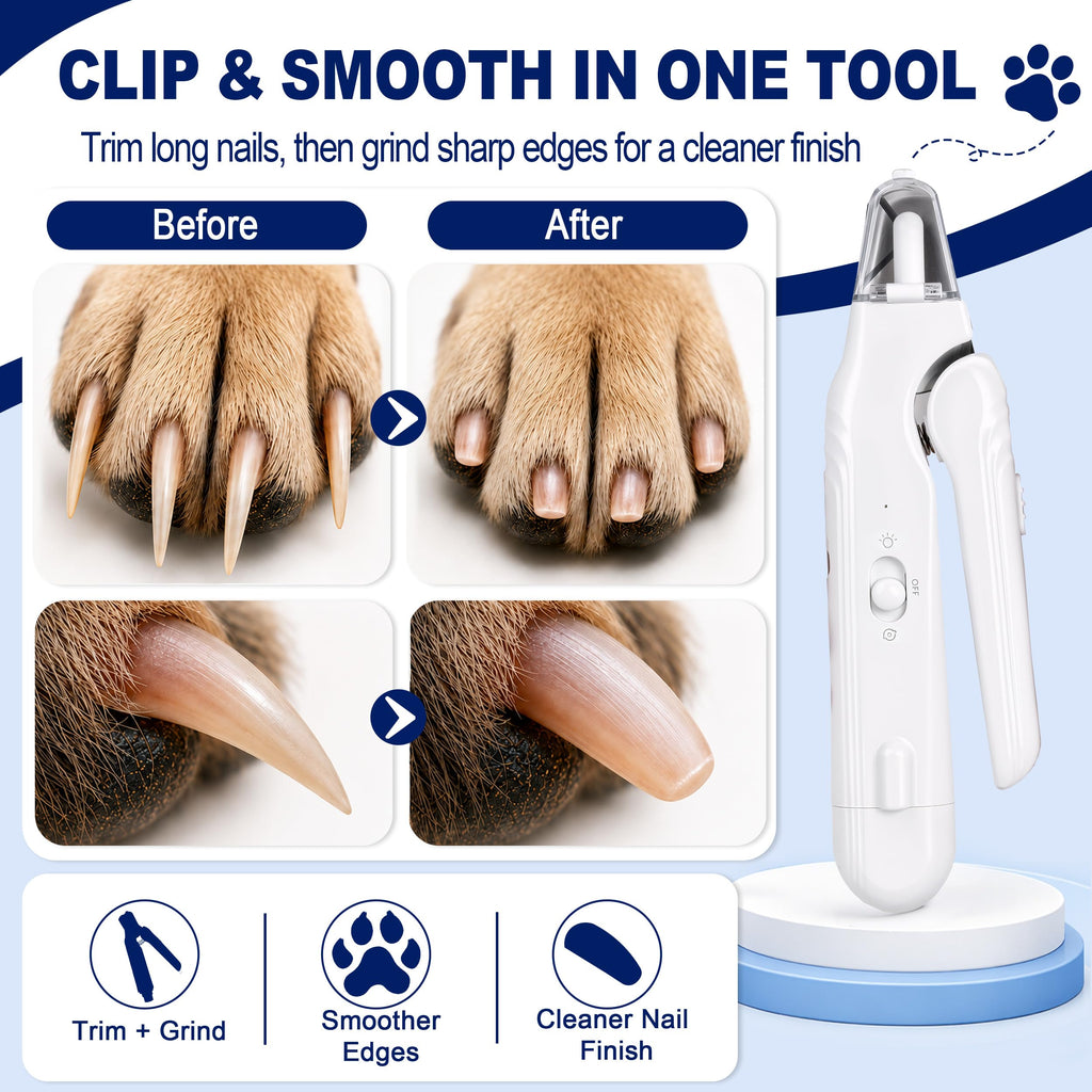 PawTrim™ Pro pet nail grooming kit with charging cable and accessories