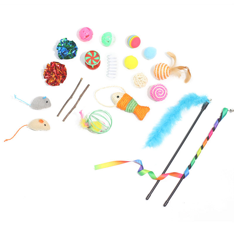 Rainbow PawTunnel cat tunnel with toy set for indoor cat enrichment