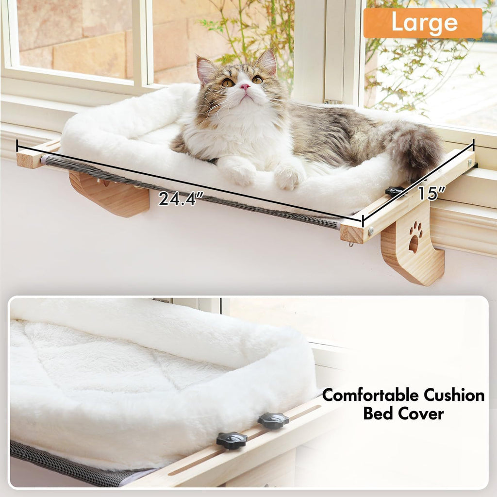 Modern PawView™ Luxury Window Cat Perch installed beside a window, providing a cosy resting spot for indoor cats.