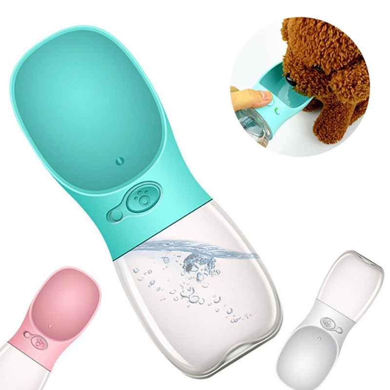 White travel water bottle for dogs and cats